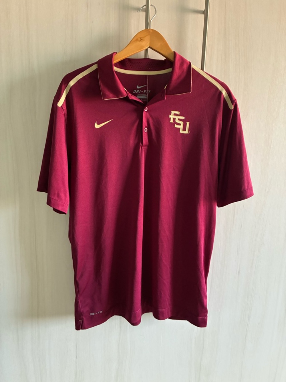 Florida State University FSU Garnet Nike Dri-Fit Short Sleeve Polo Size Men's L